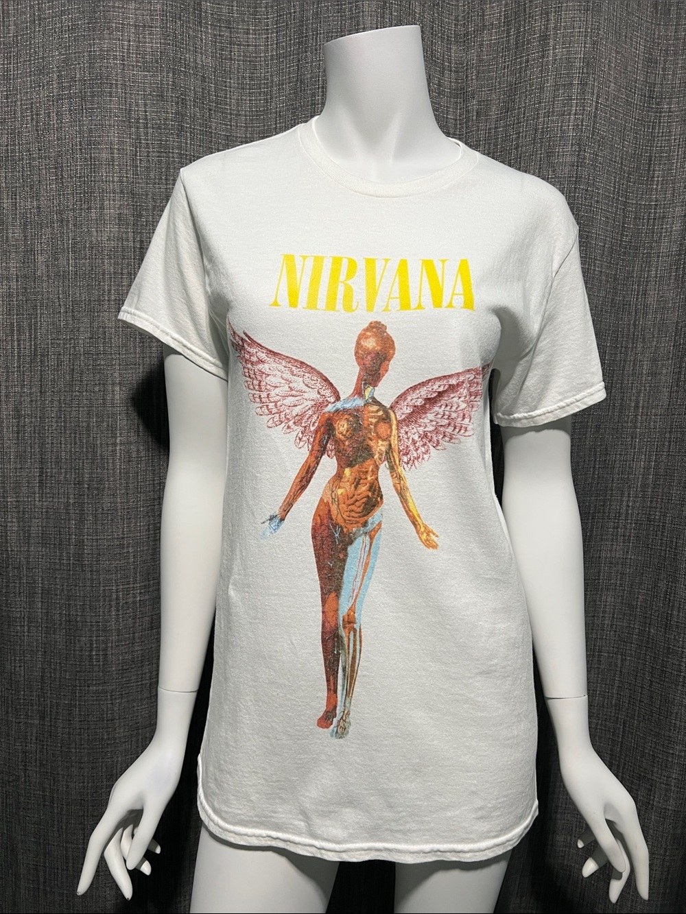 NIRVANA White Short Sleeve Graphic Band Graphic Tee Smal